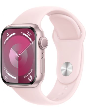 Apple Watch Series 9, 41 мм, корпус из алюминия розового цвета, спортивный ремешок нежно-розового цвета, размер M/L