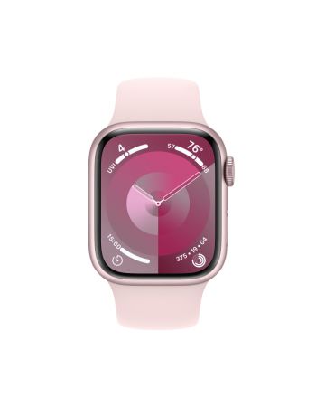 Apple Watch Series 9, 41 мм, корпус из алюминия розового цвета, спортивный ремешок нежно-розового цвета, размер M/L
