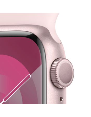 Apple Watch Series 9, 41 мм, корпус из алюминия розового цвета, спортивный ремешок нежно-розового цвета, размер M/L