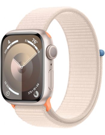 Apple Watch Series 9, 41 мм, корпус из алюминия цвета «сияющая звезда», нейлоновый ремешок цвета «сияющая звезда»