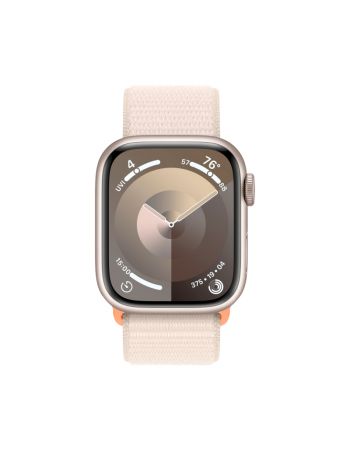 Apple Watch Series 9, 41 мм, корпус из алюминия цвета «сияющая звезда», нейлоновый ремешок цвета «сияющая звезда»