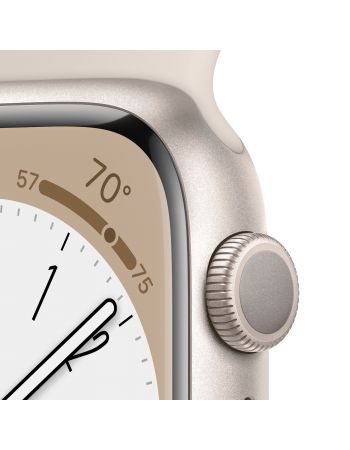 Apple Watch Series 8, 41 мм, корпус из алюминия цвета «сияющая звезда», спортивный ремешок цвета «сияющая звезда»