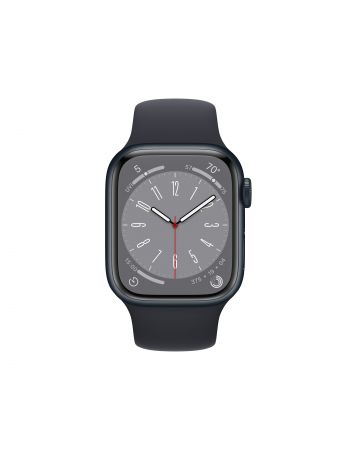 Apple Watch Series 8, 41 мм, корпус из алюминия цвета «тёмная ночь», спортивный ремешок цвета «тёмная ночь»
