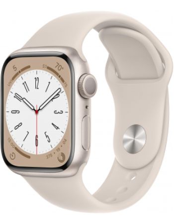 Apple Watch Series 8, 41 мм, корпус из алюминия цвета «сияющая звезда», спортивный ремешок цвета «сияющая звезда»
