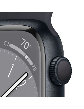Apple Watch Series 8, 41 мм, корпус из алюминия цвета «тёмная ночь», спортивный ремешок цвета «тёмная ночь»
